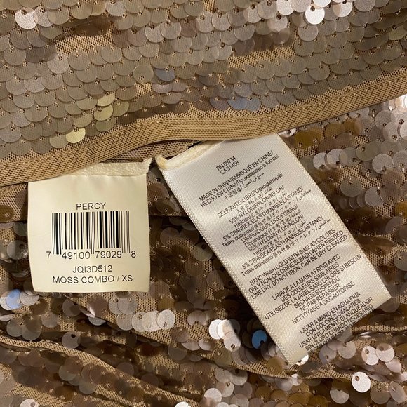 BCBGMaxAzria Percy Sequin Mini Skirt XS Moss Combo - Picture 5 of 7